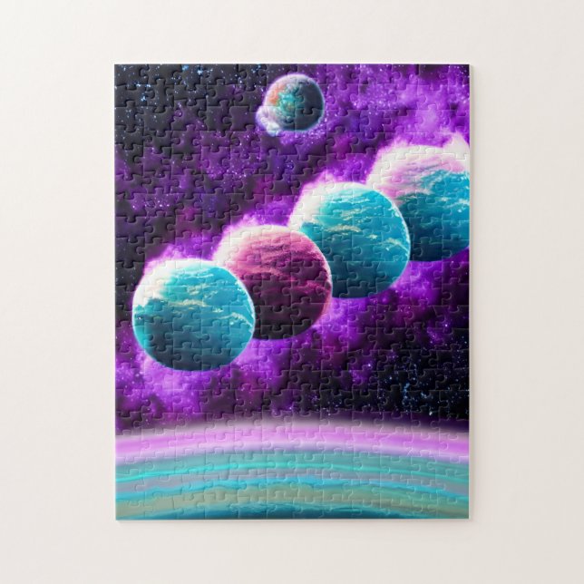Abstract Cosmic Vibrant Purple Universe Space Jigsaw Puzzle (Vertical)