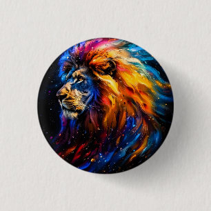 Abstract Cosmic Wildlife Lion Portrait 3 Cm Round Badge