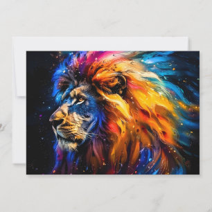 Abstract Cosmic Wildlife Lion Portrait Announcement