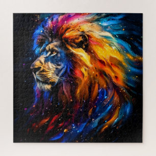 Abstract Cosmic Wildlife Lion Portrait Jigsaw Puzzle