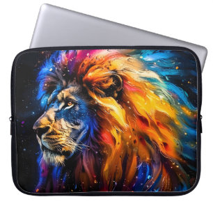Abstract Cosmic Wildlife Lion Portrait Laptop Sleeve