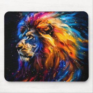 Abstract Cosmic Wildlife Lion Portrait Mouse Mat