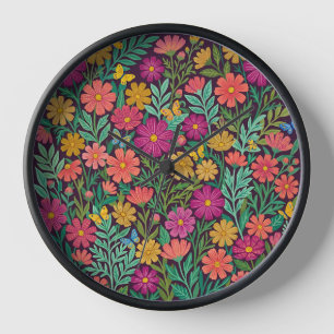 Abstract Cosmos Flowers & Butterflies Art Clocks