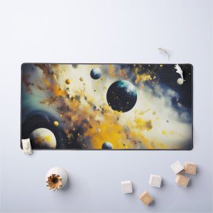 Abstract Cosmos: Planets in Dance Desk Mat