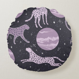Abstract cosmos seamless pattern,galaxy background round cushion