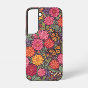 Abstract Cottage Dahlia Butterfly Samsung Cases