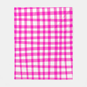 Abstract Cottagecore Picnic Plaid Pattern in Pink  Fleece Blanket