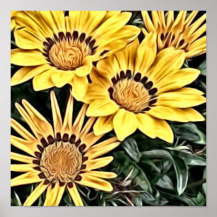 Abstract Country Yellow Daisy Poster