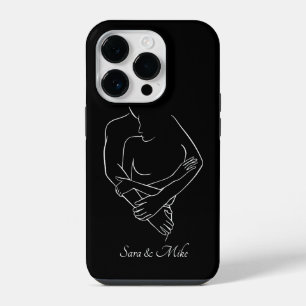 Abstract Couple Line Art , Boho Chic iPhone 14 Pro Case