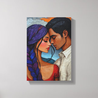 Abstract Couple Portrait - Love in Artful Forms Canvas Print