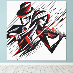 Abstract Couple with Violin Canvas Print