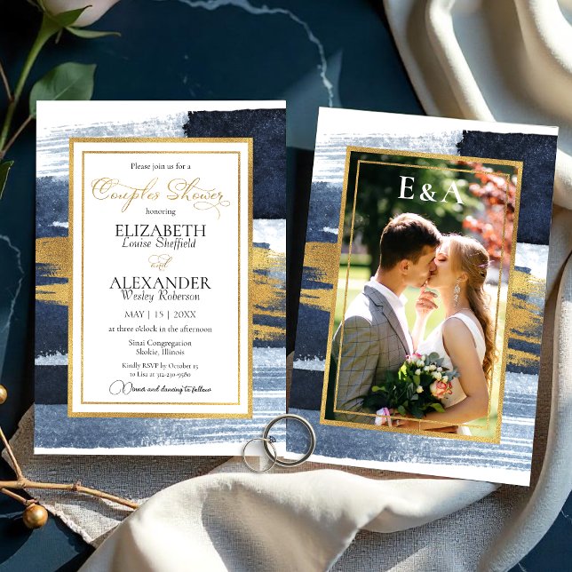 Abstract Couples Shower Invitation | Blue Photo (Creator Uploaded)