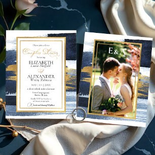 Abstract Couples Shower Invitation Blue Photo