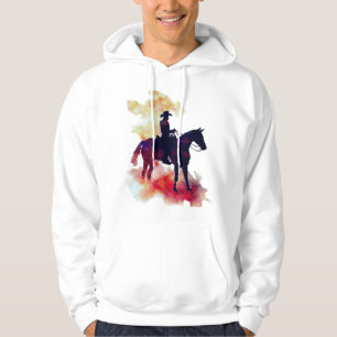 Abstract Cowboy Riding Horse Silhouette  Hoodie