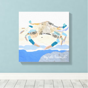 Abstract crab on the beach! art on canvas print