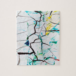 Abstract Cracked in Green Yellow Blue Jigsaw Puzzle