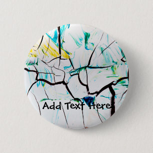Abstract Cracks in Green Yellow Blue 6 Cm Round Badge