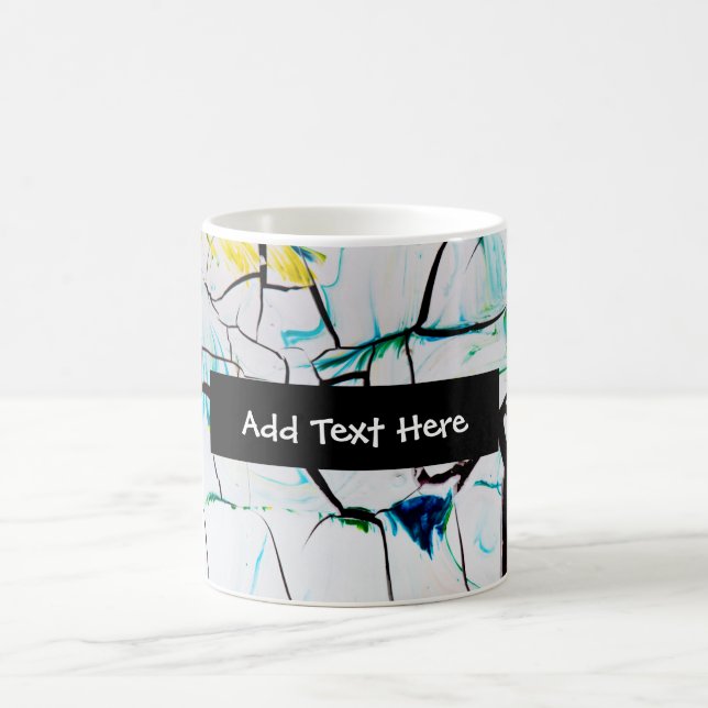 Abstract Cracks in Green Yellow Blue Coffee Mug (Center)