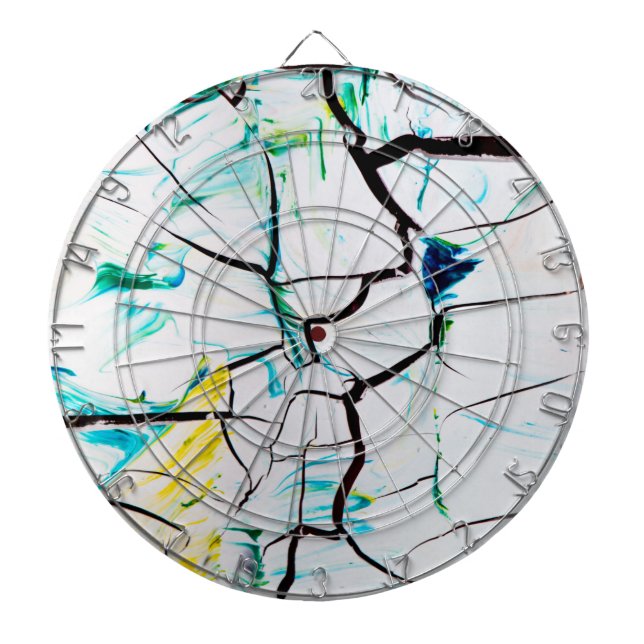 Abstract Cracks in Green Yellow Blue Dartboard (Front)