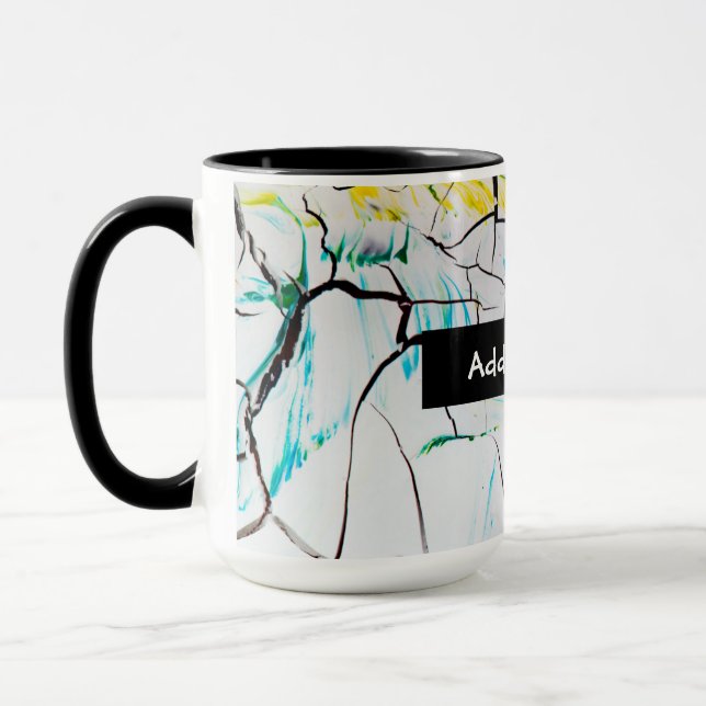 Abstract Cracks in Green Yellow Blue Mug (Left)