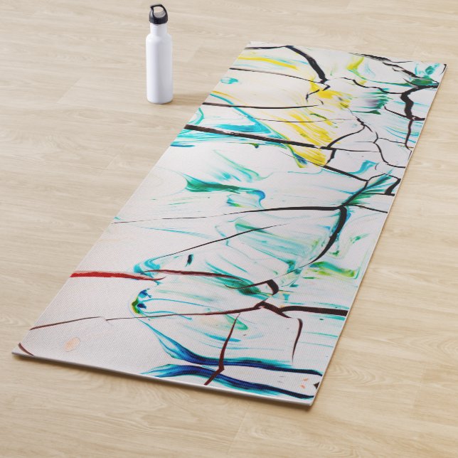 Abstract Cracks in Green Yellow Blue Yoga Mat (In Situ)