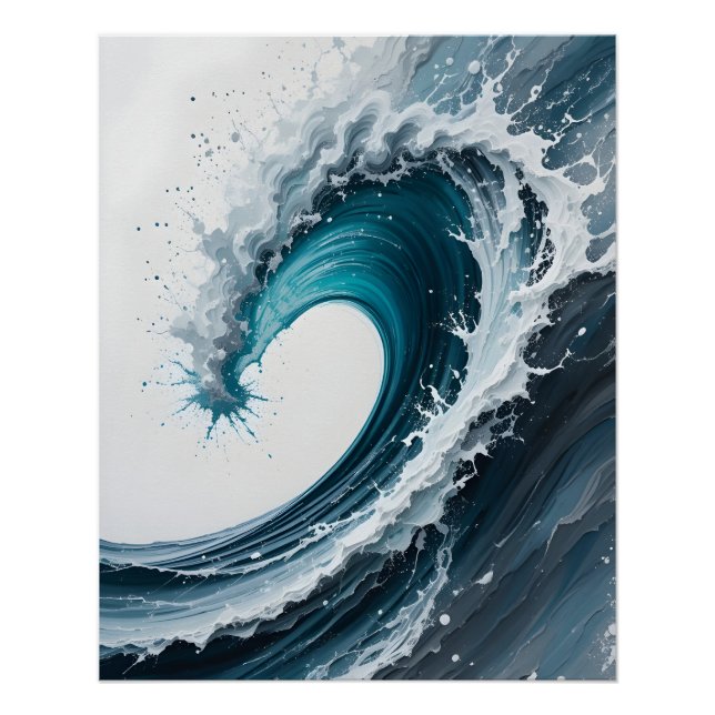 Abstract Crashing Ocean Wave Poster (Front)