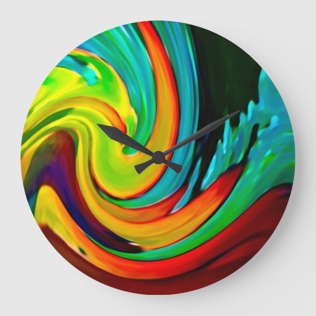 Abstract Crashing Wave Beach House Large Clock (Front)