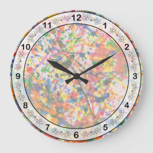 Abstract - Crayon - Mardi Gras Large Clock