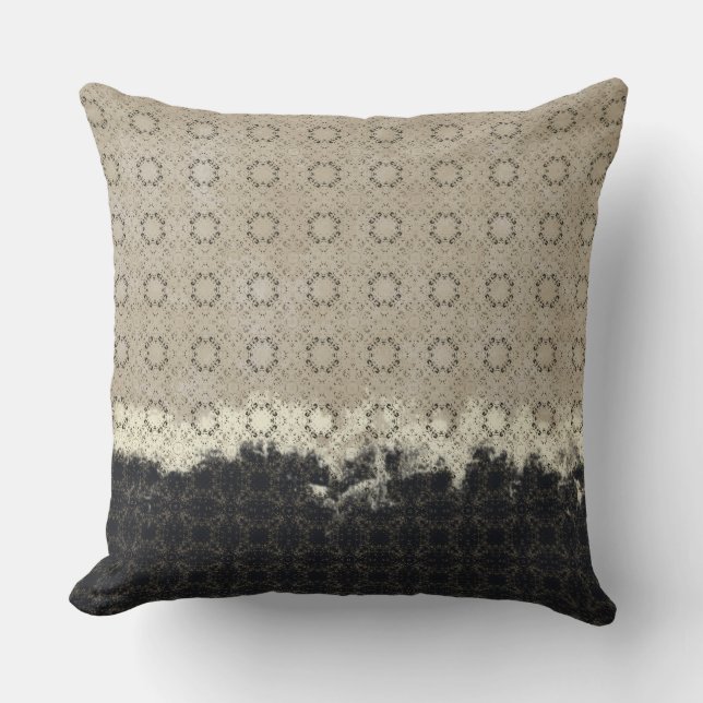 Abstract Cream, Grey, Bronze Vintage Pattern Cushion (Front)