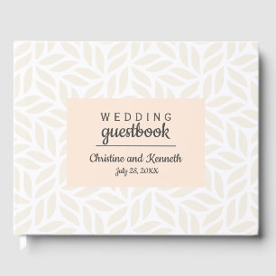 Abstract cream leaves Wedding Personalised Flower Guest Book
