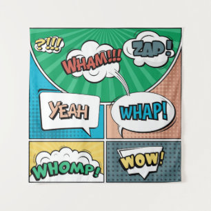 Abstract creative concept comic pop art style blan tapestry