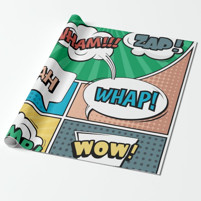 Abstract creative concept comic pop art style blan wrapping paper (Unrolled)