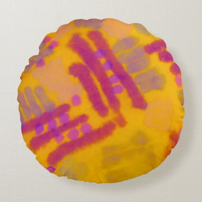 Abstract creative drawing. Autumn Colour backgroun Round Cushion (Front)
