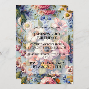 Abstract Creative Flower Art Birthday Party Invitation