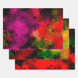 Abstract, creative, mosaic, crystals, green, yello wrapping paper sheet