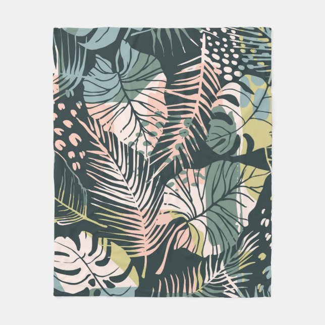 Abstract creative seamless pattern with tropical p fleece blanket (Front)