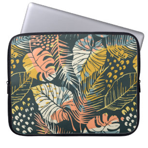 Abstract creative seamless pattern with tropical p laptop sleeve