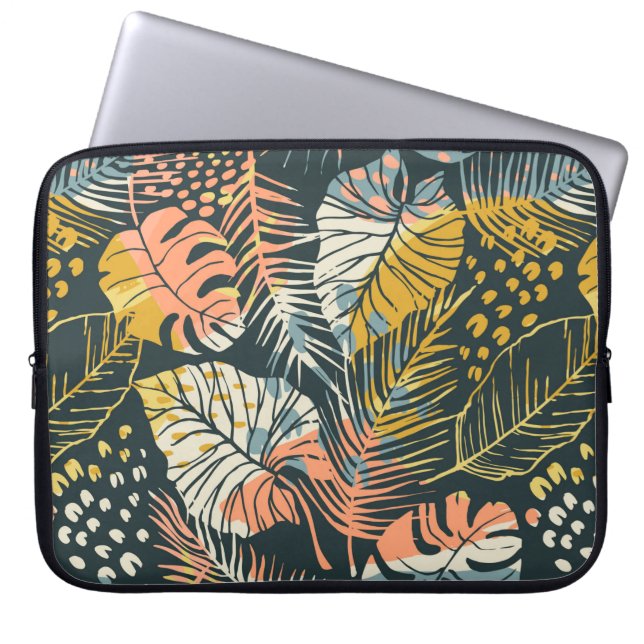 Abstract creative seamless pattern with tropical p laptop sleeve (Front)