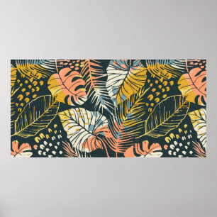 Abstract creative seamless pattern with tropical p poster