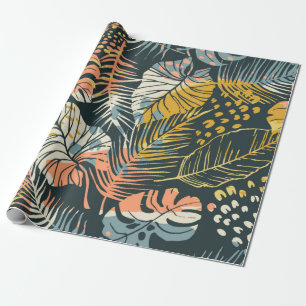 Abstract creative seamless pattern with tropical p wrapping paper