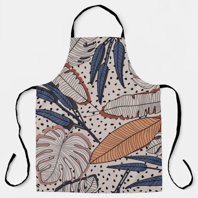 Abstract creative tropical seamless pattern on bac apron (Front)