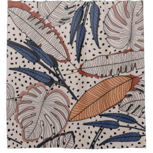 Abstract creative tropical seamless pattern on bac shower curtain