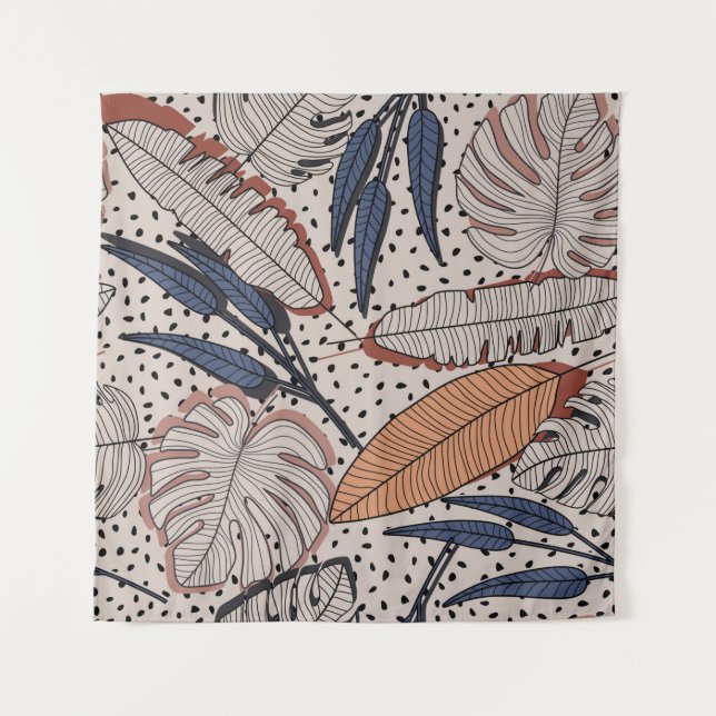 Abstract creative tropical seamless pattern on bac tapestry (Front)