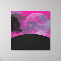 Abstract Crimson Moon Wrapped Canvas Print