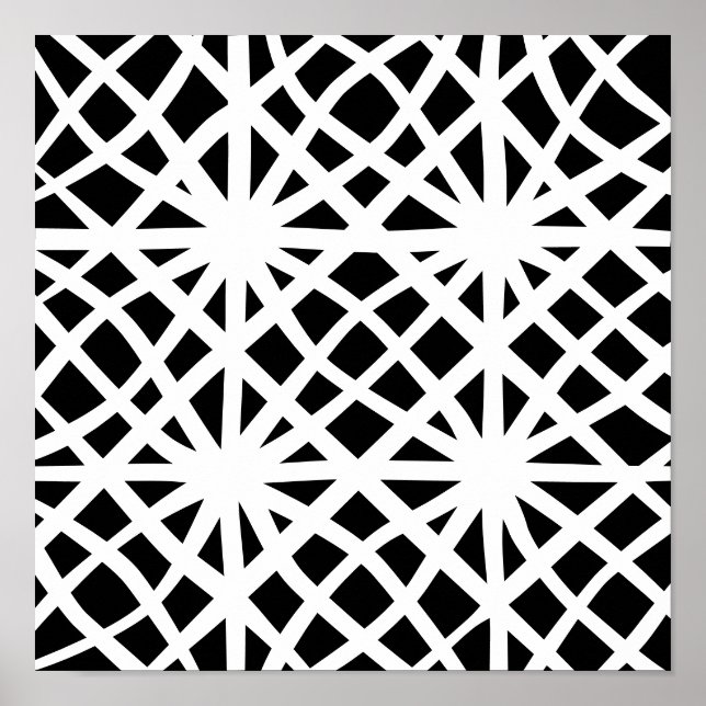 Abstract Criss Cross Lines White on Black Print (Front)