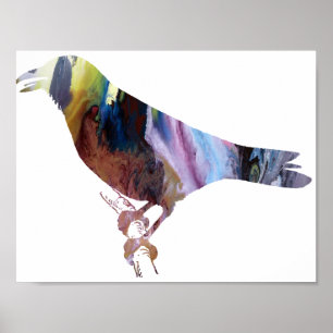 Abstract Crow Silhouette Poster