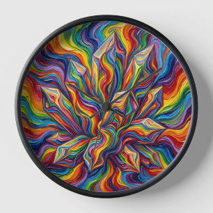 Abstract Crystal Rainbow Melting Art Clocks
