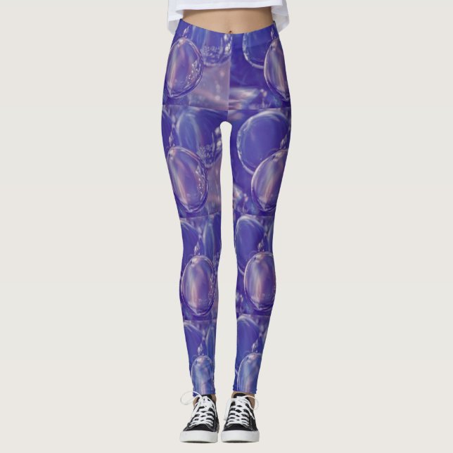 Abstract Crystal Spheres in Lavender light pattern Leggings (Front)