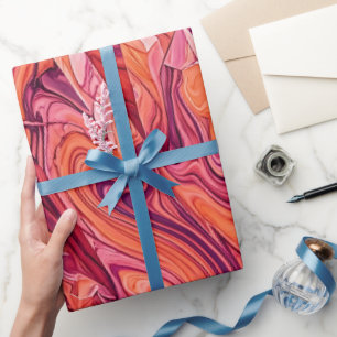 Abstract Crystal Sunset Orange Wrapping Paper