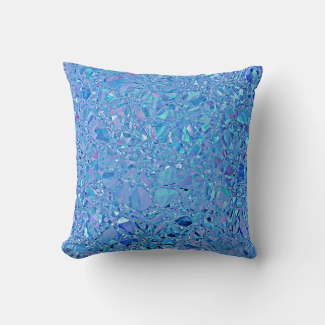 Abstract Crystal Turquoise and Blue Cushion (Front)